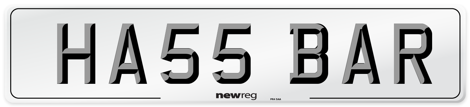 HA55 BAR Number Plate from New Reg